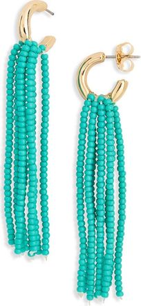 Leith Beaded Fringe Drop Earrings in Green Blue- Gold at Nordstrom Rack