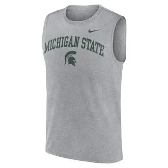 Nike Michigan State Primetime Arch Legend Nike Mens Dri-FIT College Muscle Tank Top in Grey | 01B306GMST-G1M