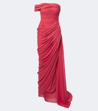 Oscar De La Renta Ruched silk georgette gown