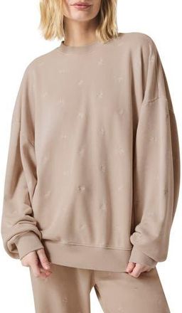 Splendid Elise Embroidered Oversize Sweatshirt in Fawn Floral at Nordstrom Rack, Size X-Small
