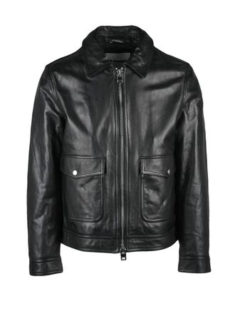 Les Hommes Cropped Black Jacket With Minimalist Design And Zip Closure