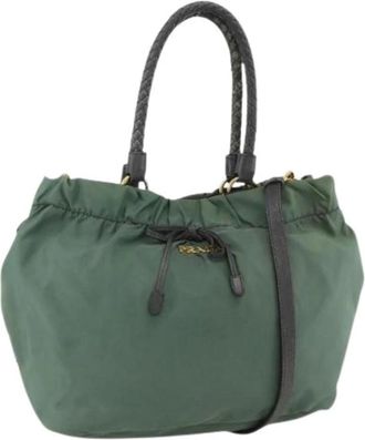 Prada Pre-owned Vintage Nylon Bucket Bag - Dames - Vintage Tas - Groen - ONE Size - Nylon - Vintage
