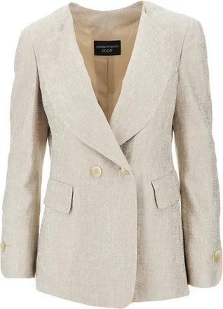 Emporio Armani ICON laminated viscose double-breasted jacket Woman 42