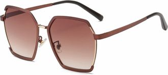 Generic Women Street Fashion Metal Large Frame Sunglasses Men Outdoor Commuter Sports Vacation Beach(Brown)