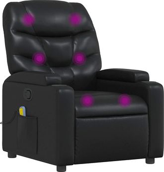 vidaXL Sill&oacute;n De Masaje Reclinable Cuero Sint&eacute;tico Negro Vidaxl