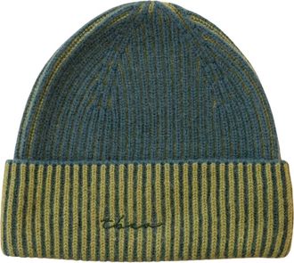 TBCo Cashmere & Merino Ribbed Two-Tone Beanie in Olive Two-Tone at Nordstrom