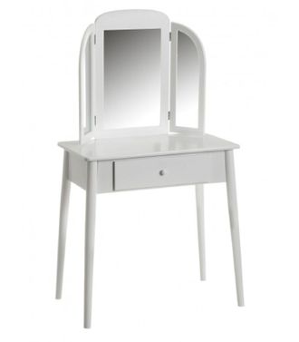 Unimasa Tocador con espejo industrial blanco de madera de paulonia