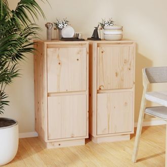 vidaXL Aparador 2 Uds Madera Maciza De Pino 31,5x34x75 Cm Vidaxl