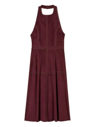 Twin-Set Su&egrave;de midi-jurk met borduurwerk - Rood