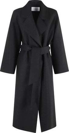 Harris Wharf London Zwarte Riemkoppeling Jas met Revers - Dames - Jas met riem - Zwart - XS - Jassen