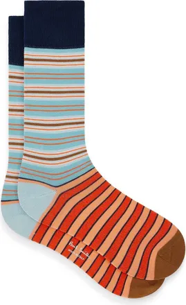 Paul Smith Stripe Cotton Blend Dress Socks in Turquoise at Nordstrom