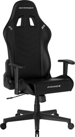 DXRacer Gamingstuhl, Schwarz, Kunststoff, Textil, Drehkreuz, 67x126x67 cm, Wippmechanik mit Härtegradeinstellung, Sitzfläche 360° drehbar, Nackenkissen abnehm