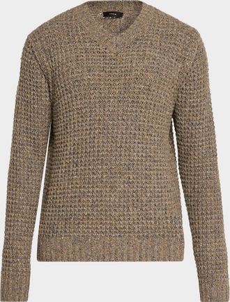 Vince Men & apos;s Waffle Donegal V-Neck Sweater
