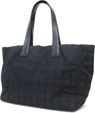 Chanel Black Nylon Handbag Tote Bag (Pre-Owned)