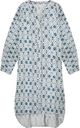 Summum Graphic Shirt Dress - Dames - Korte kleedjes - Blauw - L - Katoen - Kleedjes