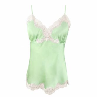 Gold Hawk Womens Silk With Lace Camisole In Lime Sherbet