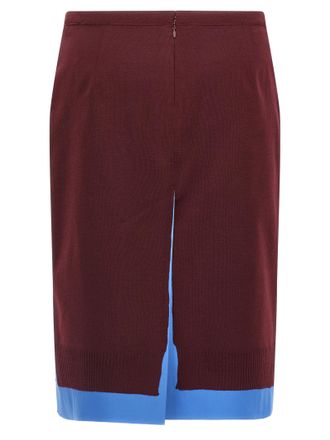 Miu Miu Womens Bordeaux Virgin Wool Midi Skirt