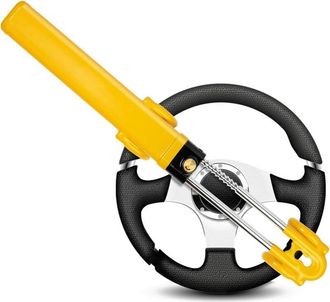 OEM Barra Antirrobo De Alta Visibilidad - Bloqueo De Volante Para Caravana, Furgoneta Y Coche - Con 2 Llaves (amarillo)