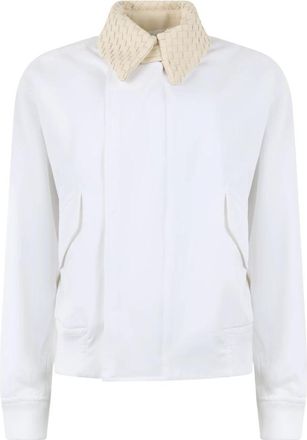 Bottega Veneta Katoenen Jas met Geweven Kraag - Dames - Zomerjassen - Wit - 2XS - Katoen - Jassen