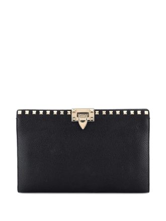 Valentino Garavani Rockstud Flip Lock Flat Leather Large pouch - women - Calf Leather - One Size - Black