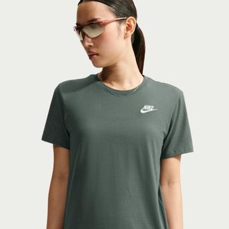 Nike Womens Nike Sportswear Club Essentials T-Shirt in Green | DX7902-303