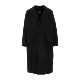 Maison Margiela Single-Breasted Coats, female, Black, Size: 2XS Stretch Black Polyester Blend Coat