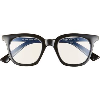The Book Club The Snatcher In Black Tie 47mm Reading Glasses in Black Marker at Nordstrom, Size +2.50