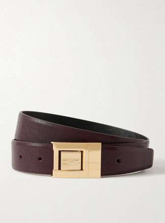 Saint Laurent Cintura In Pelle Testurizzata - Viola