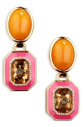 Kurt Geiger Eagles Head Faux Stone & Enamel Drop Earrings in Yellow at Nordstrom Rack