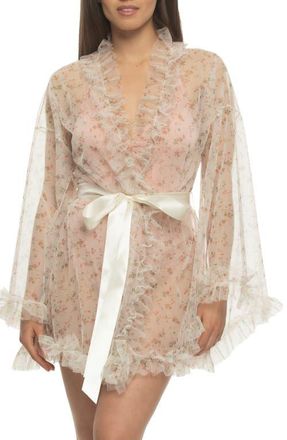 Felina Veil Luxe Lace Trim Robe in Cottage Ditsy at Nordstrom, Size Medium