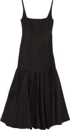 Jacquemus Black Fitted Square-Neck Gathered Midi Dress