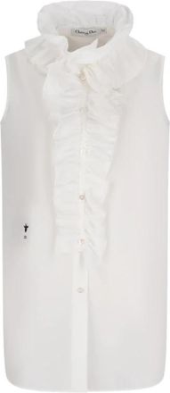 Dior Katoenen overhemd met afneembaar detail - Dames - Overhemden - Wit - S - Katoen - Overhemden