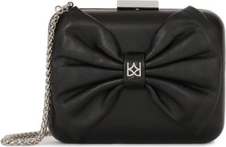 Kazar Kleine zwarte clutch tas met versiering - Dames - Schoudertassen - Zwart - ONE Size - Leer - Tassen