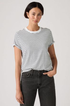 Levi's Favorite Slub Tee - Donna - XS - Bianco / Golf Course Stripe Bright White Anthracite Night