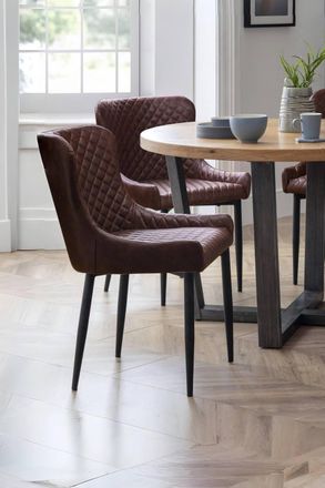 Julian Bowen Luxe Diamond Quilted Upholstered Dining Chair (Set of 2) in Brown