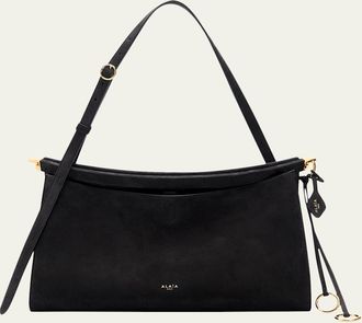Alaia Le Click Large East-West Suede Shoulder Bag