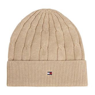 Tommy Hilfiger Essential Cable Muts - unisex - Accessoires - Beige - Maat: L/Xl Katoen