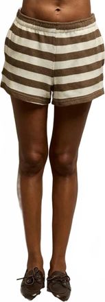 perfectwhitetee Liz Shorts In Mocha Natural Stripe