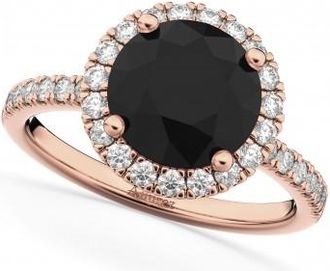 Allurez Halo White & Black Diamond Engagement Ring 18K Rose Gold (2.50ct)