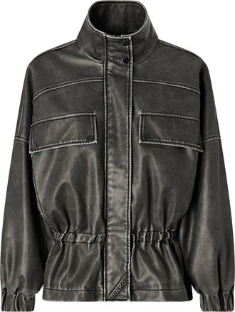 Pinko Oversized Aged Effect Coated Fabric Caban Jacket