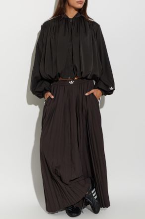adidas Pleated Wide-leg Trousers, Womens, Brown