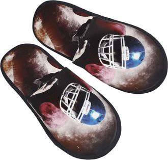 Generic Slippers American Football Faux Fur Cotton Slippers With Mute Sole Shoes For Bedroom Hotel Indoor M