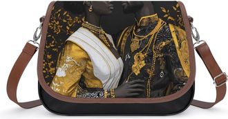 Generic African Black King And Queen Small Womens Crossbody Bags Shoulder Handbag with Adjustable Strap for Travel