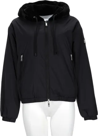 Moose Knuckles Black Faux Fur Hooded Recycled Polyester Jacket