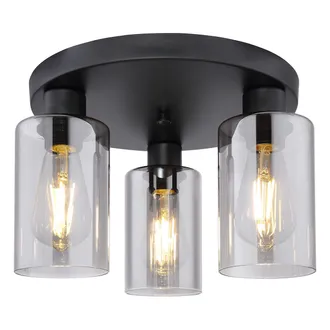 Globo Lighting Plaf&oacute;n - Hadera - Negro - Vidrio Vidrio Ahumado - &Oslash; 34cm - Globo