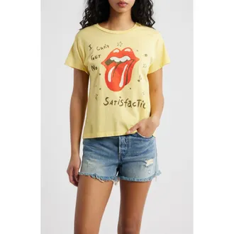 Daydreamer Rolling Stones Satisfaction Cotton Graphic T-Shirt in Poppy Yellow at Nordstrom, Size X-Large