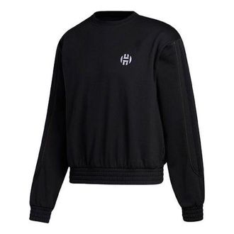 adidas Hrd Fleece Crew Basketball Sports Pattern Round Neck Pullover Black GI6673