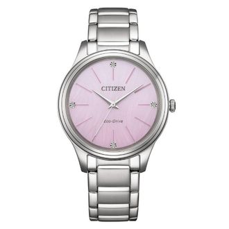 Citizen Eco-Drive Crystal Pink Dial Ladies Watch EM1220-58X