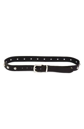 Free People Rhodes Stud Leather Belt in Black at Nordstrom, Size Small
