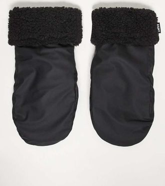 Rains 21640 - Manopole imbottite foderate in pile impermeabili nere-Nero